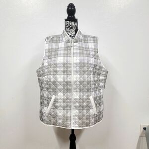 #227 Karen Scott good morning plaid puffer vest size XXL